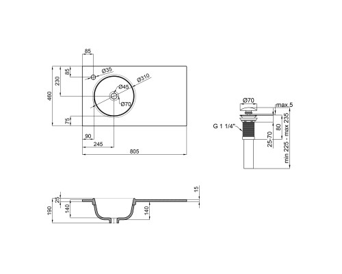 Раковина Qtap Virgo 800х460х300 White з донним клапаном QT1811FL8130ALLW