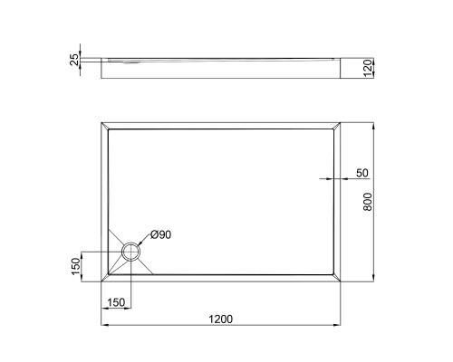 Душовий піддон Qtap Tern 3012812 120x80x12 см + сифон