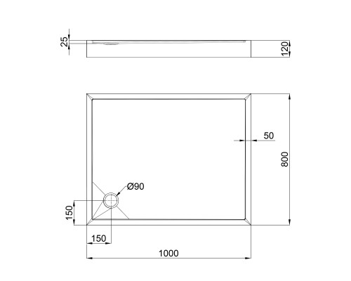 Душовий піддон Qtap Tern 301812C 100x80x12 см + сифон