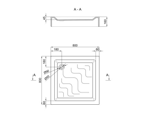 Душовий піддон Lidz Mazur ST80x80x16