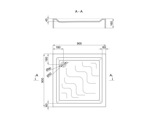 Душовий піддон Lidz Mazur ST90x90x16