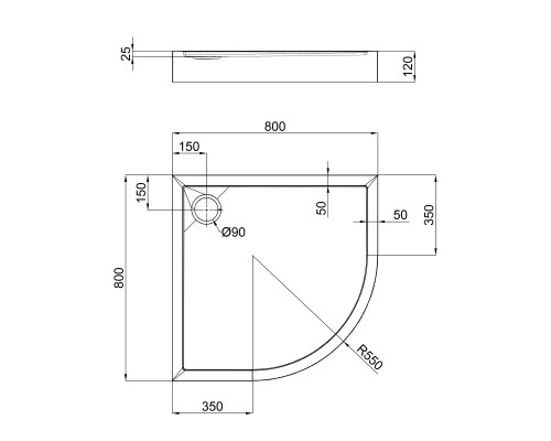 Душовий піддон Qtap Robin 308812C 80x80x12 см + сифон