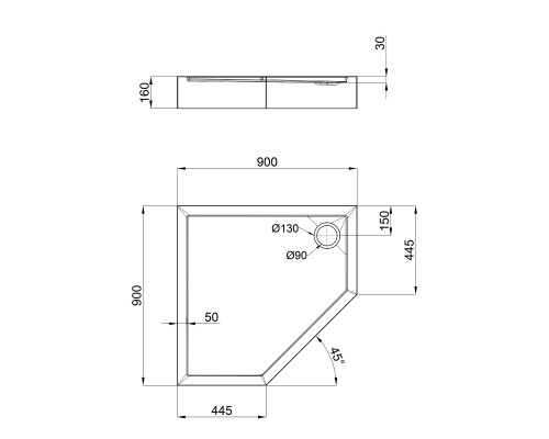 Душовий піддон Lidz Diament ST90x90x16