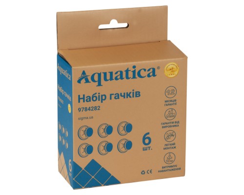 Гачки на вакуумних присосках s42 Ø40×40мм чорний/білий (6шт) AQUATICA (9784282)