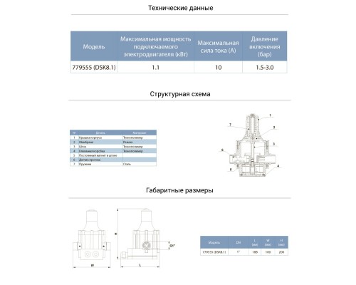 Контролер тиску електронний 1.1кВт Ø1