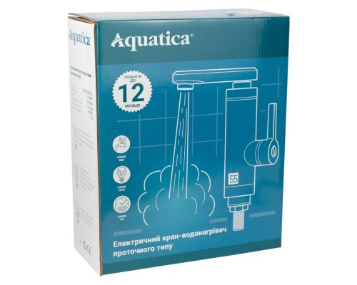 Кран-водонагрівач проточний HZ 3.0кВт 0.4-5бар для кухні гусак прямий на гайці (W) AQUATICA (HZ-6B243W)