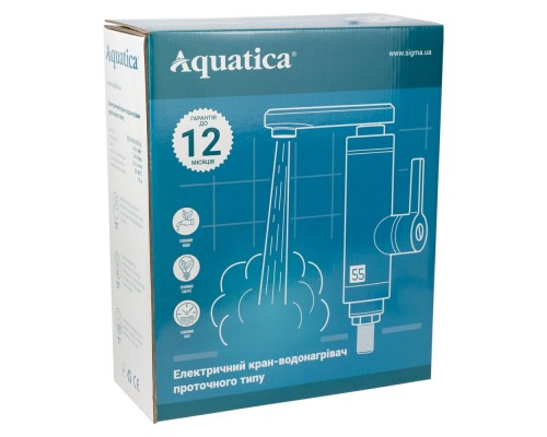 Кран-водонагрівач проточний JZ 3.0кВт 0.4-5бар для кухні гусак вухо на гайці AQUATICA (JZ-6B141W)